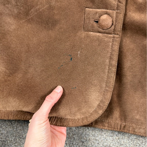 Vintage Brown Genuine Leather Fur Lined Coat Women’s S Fur Shawl Collar Jacket - Picture 7 of 11